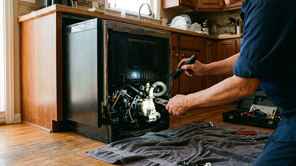 Technician diagnosing the appliance described in this guide